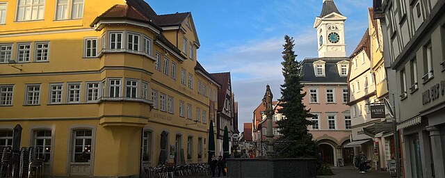 Market square and town hall in Aalen